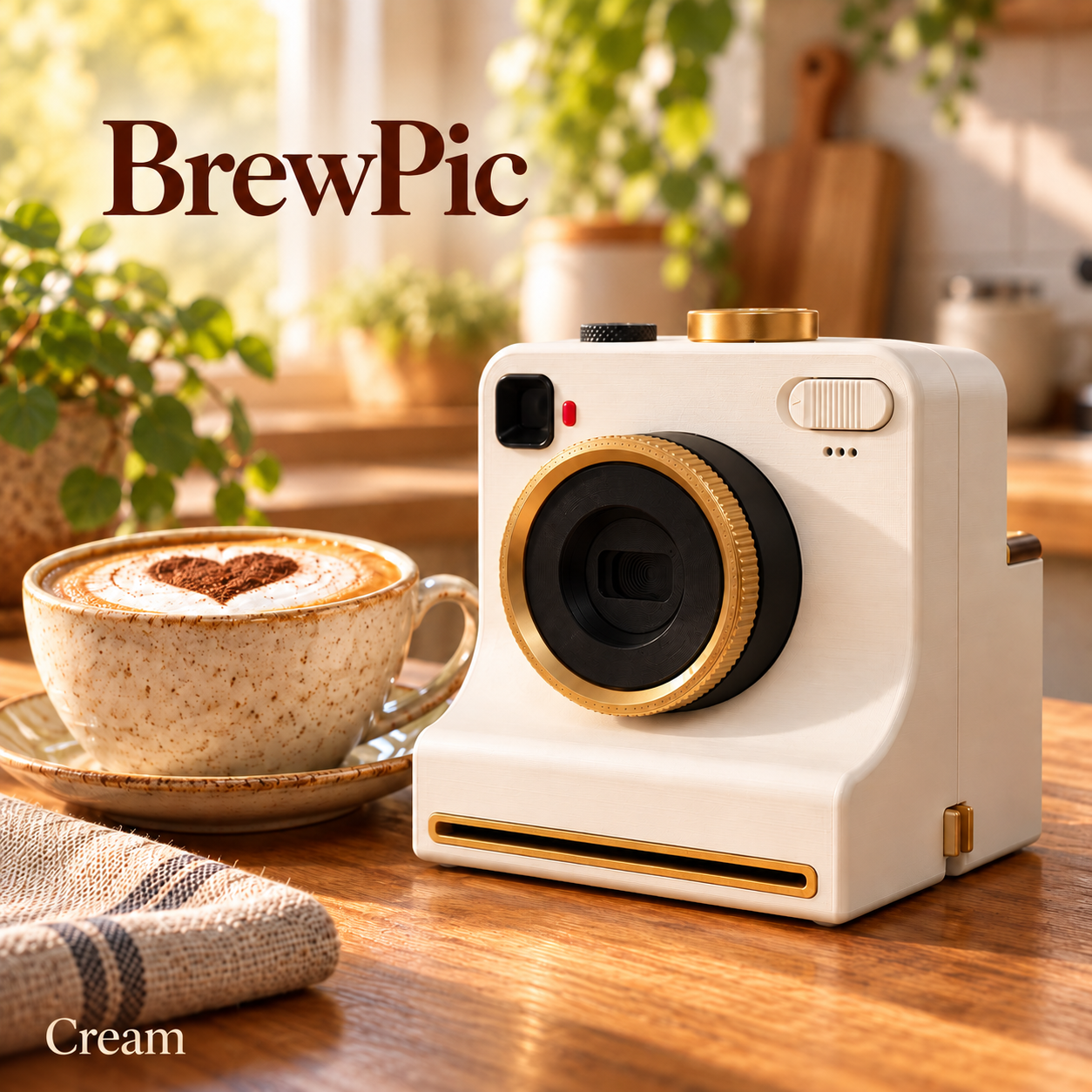 BrewPic coffee art camera in Cream