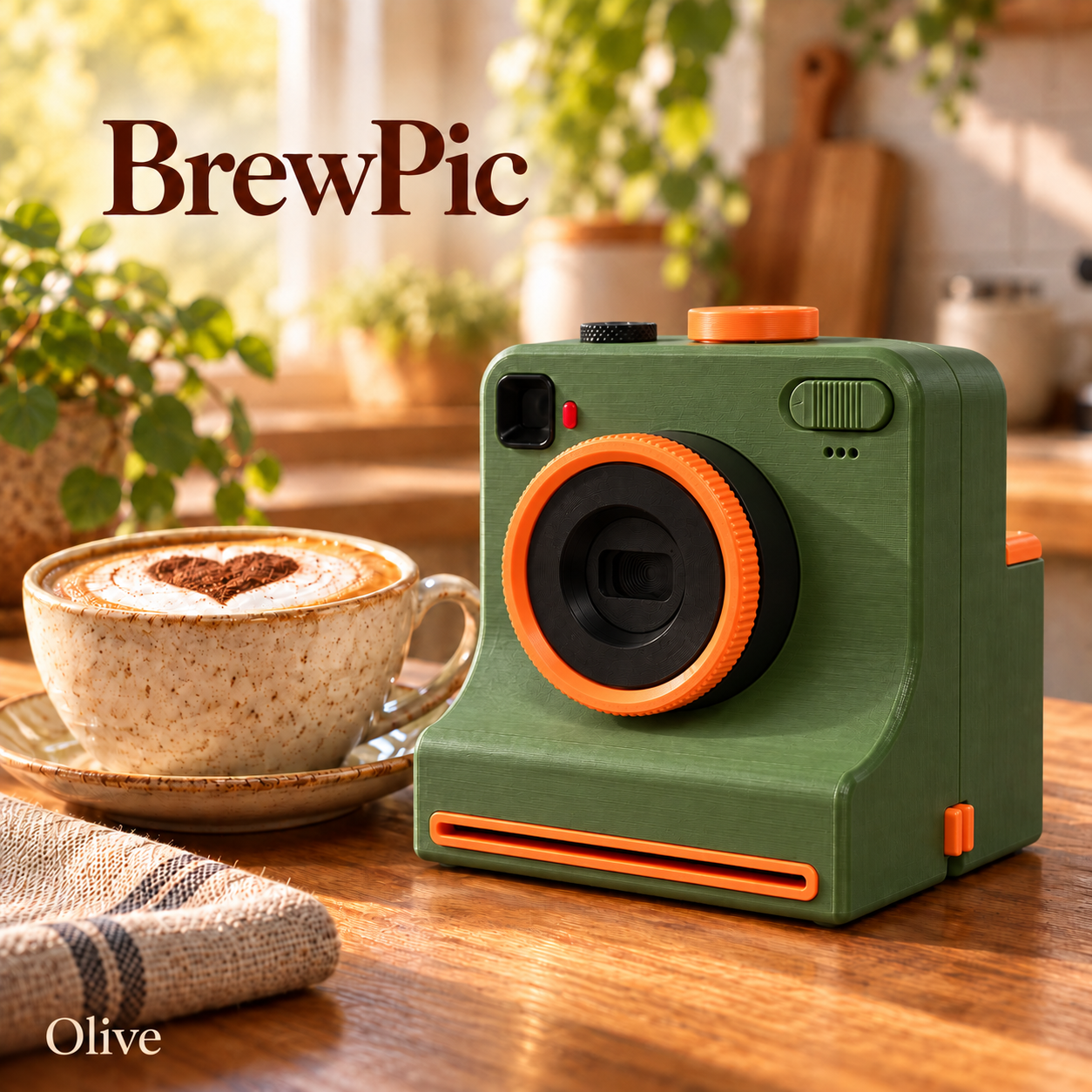 BrewPic coffee art camera in Olive